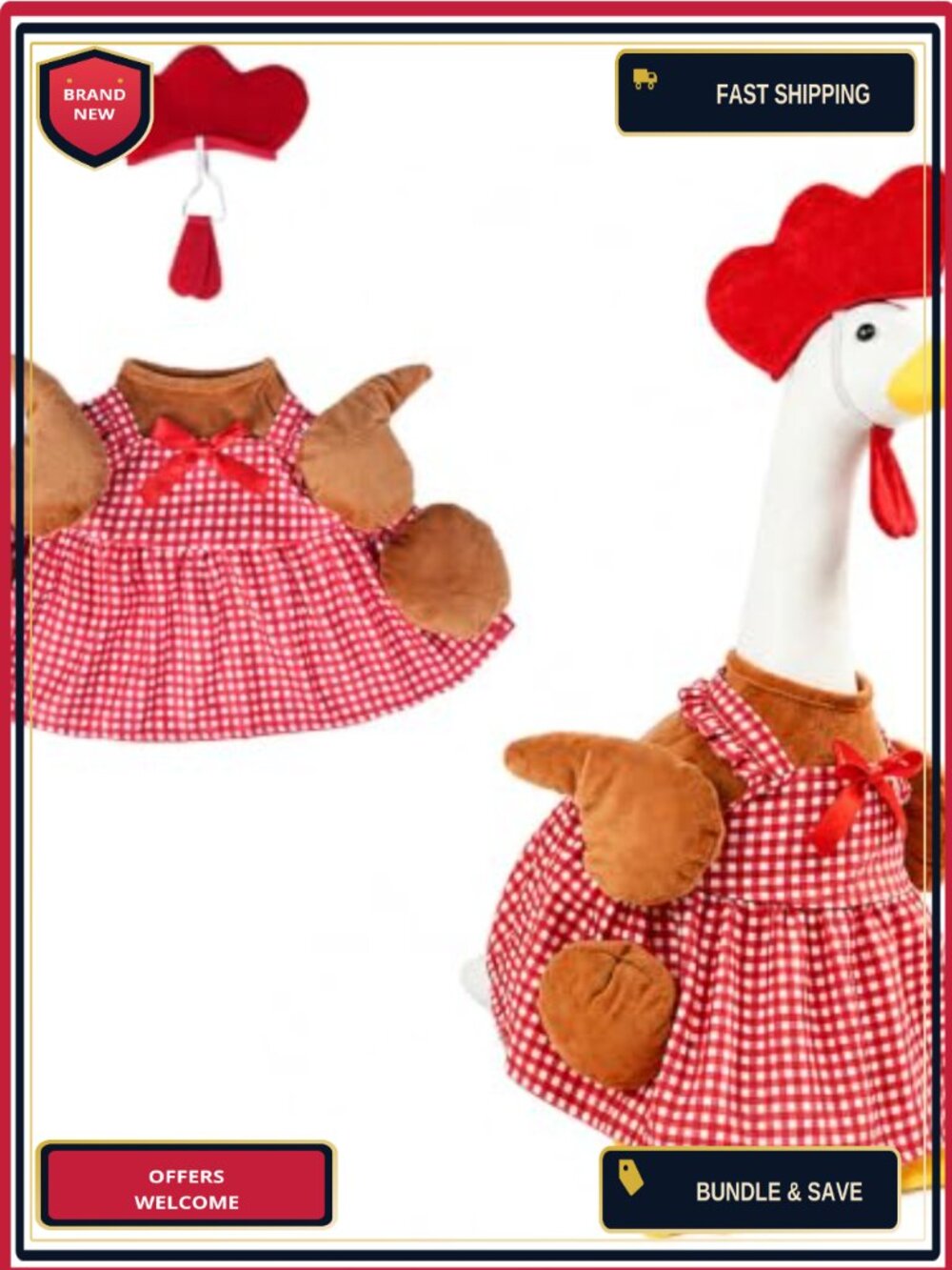 2-Piece Turkey Porch Goose Outfit Thanksgiving Farmhouse Decor